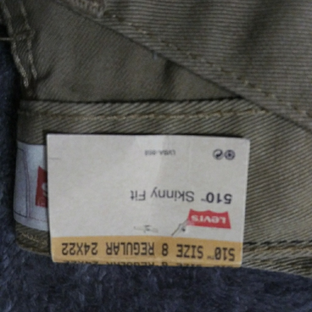 Boys Size 8 24x22 Khaki 510 Levi Skinny Jeans